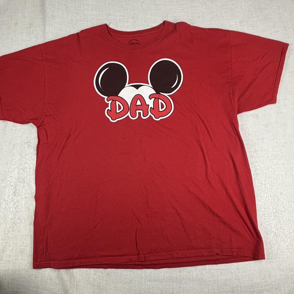 Disney Shirt Mens 3XL 3X Red Dad Mickey Mouse Ears Family Vacation Tee‎ Cotton